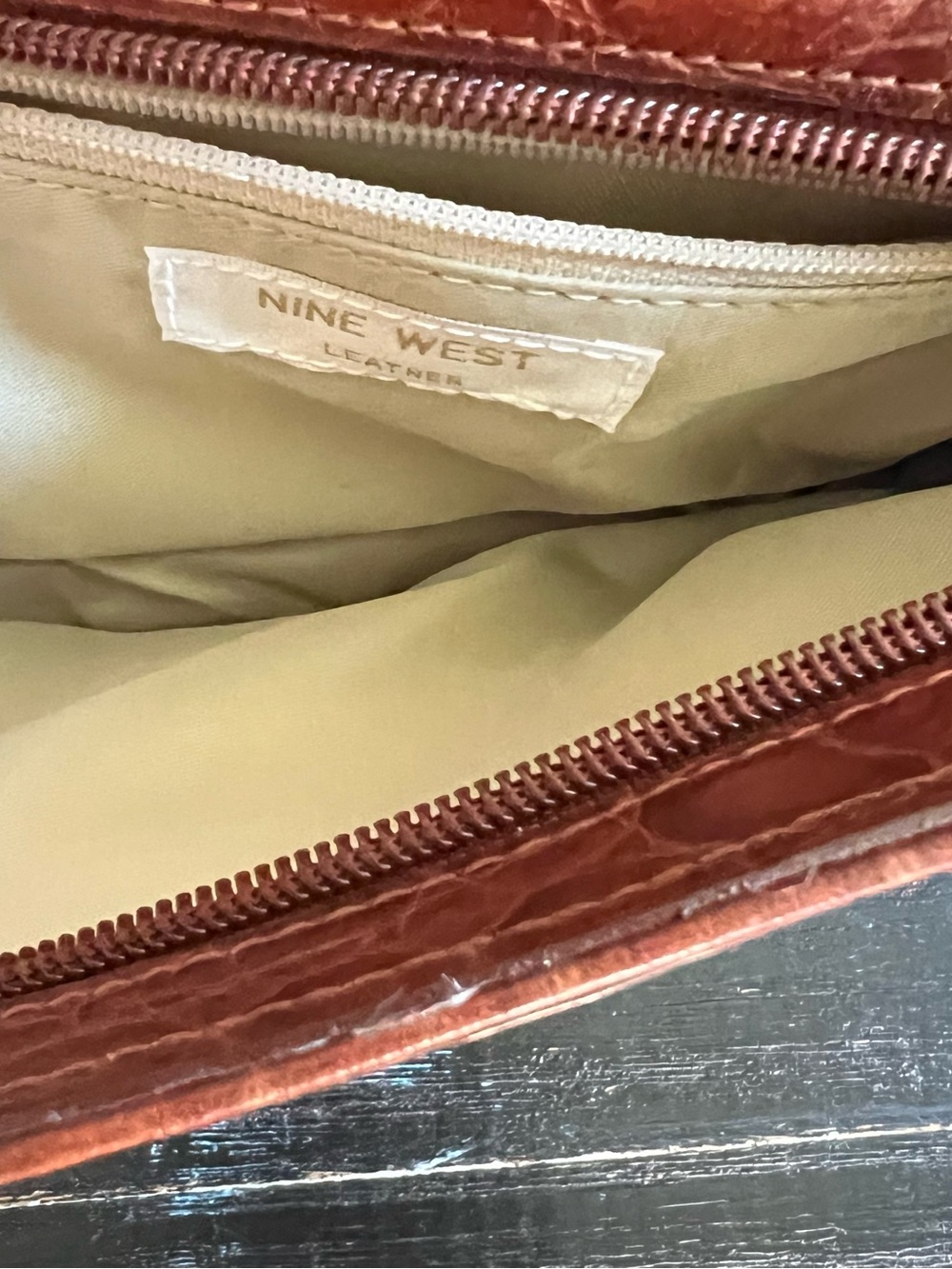 Nine West Brown Croc-Embossed Leather Wristlet - Picture 11 of 11